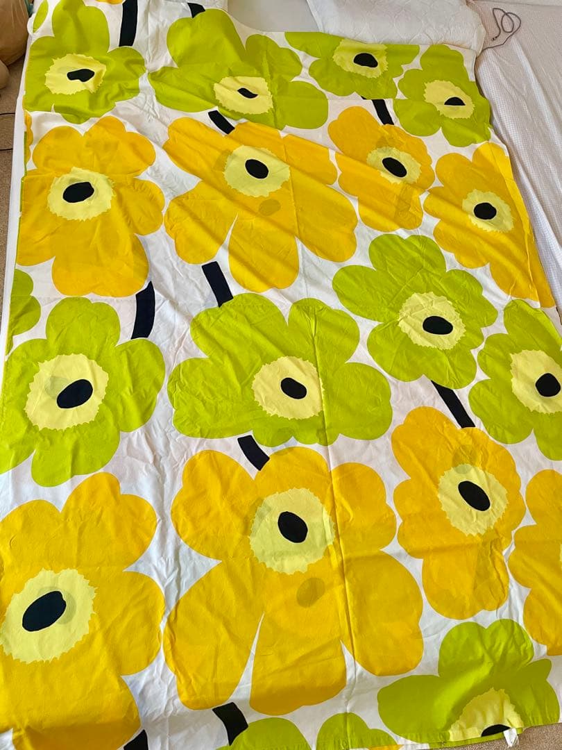 マリメッコ Unikko 掛け布団カバー　シングル　黄色　デュべカバー