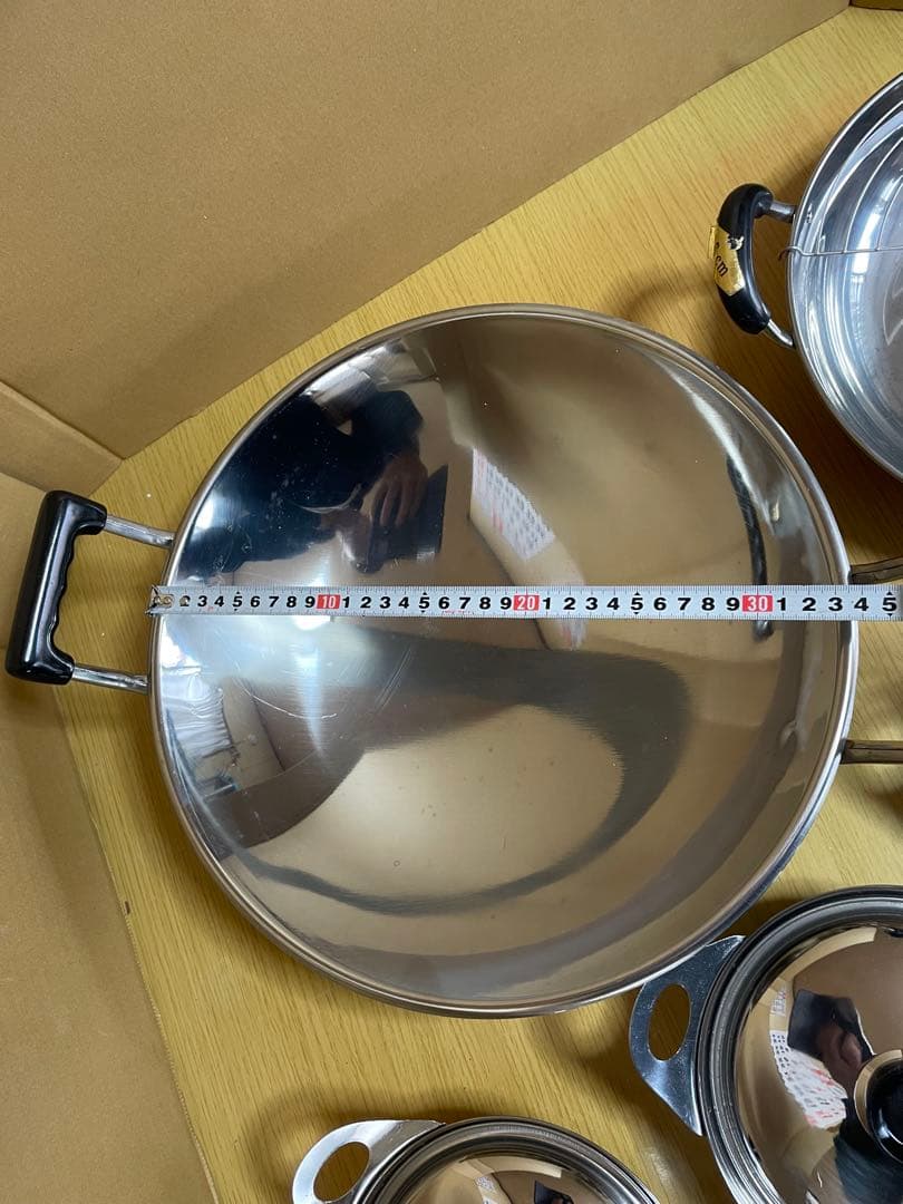 ステンレス中華鍋・ステンレス天ぷら鍋・鍋・ナイフ・フォーク　BBQセット