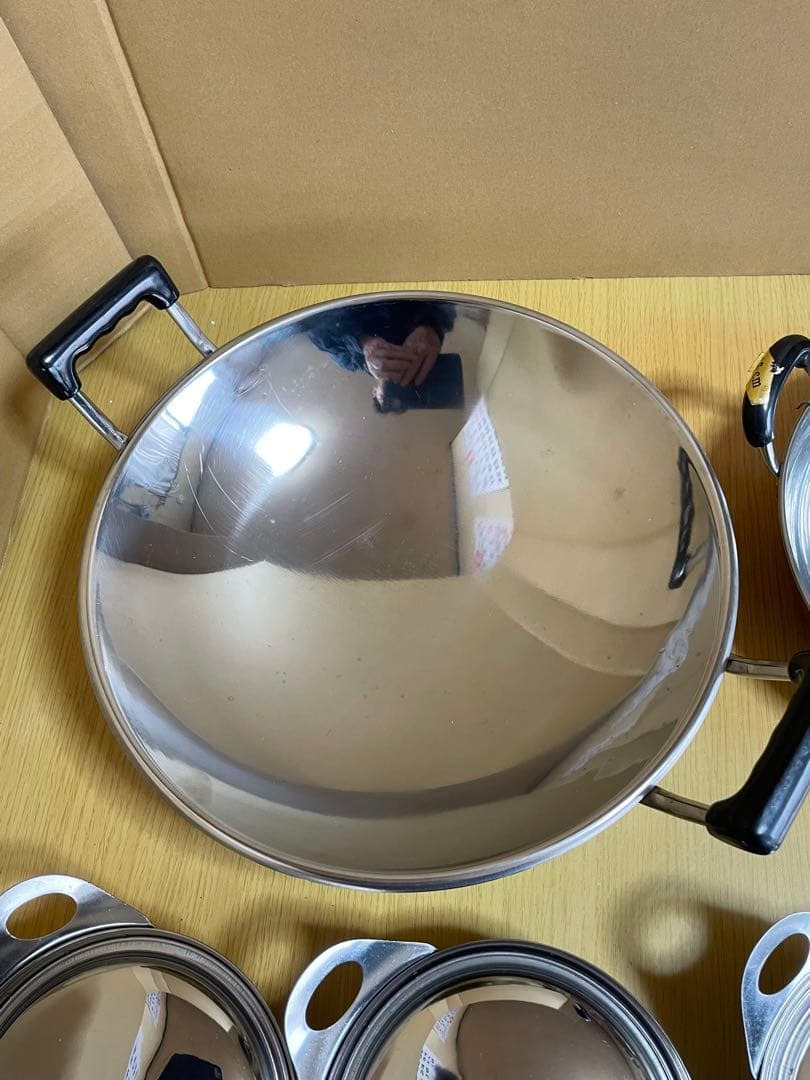 ステンレス中華鍋・ステンレス天ぷら鍋・鍋・ナイフ・フォーク　BBQセット