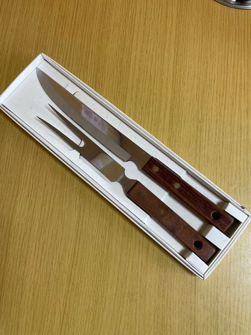 ステンレス中華鍋・ステンレス天ぷら鍋・鍋・ナイフ・フォーク　BBQセット