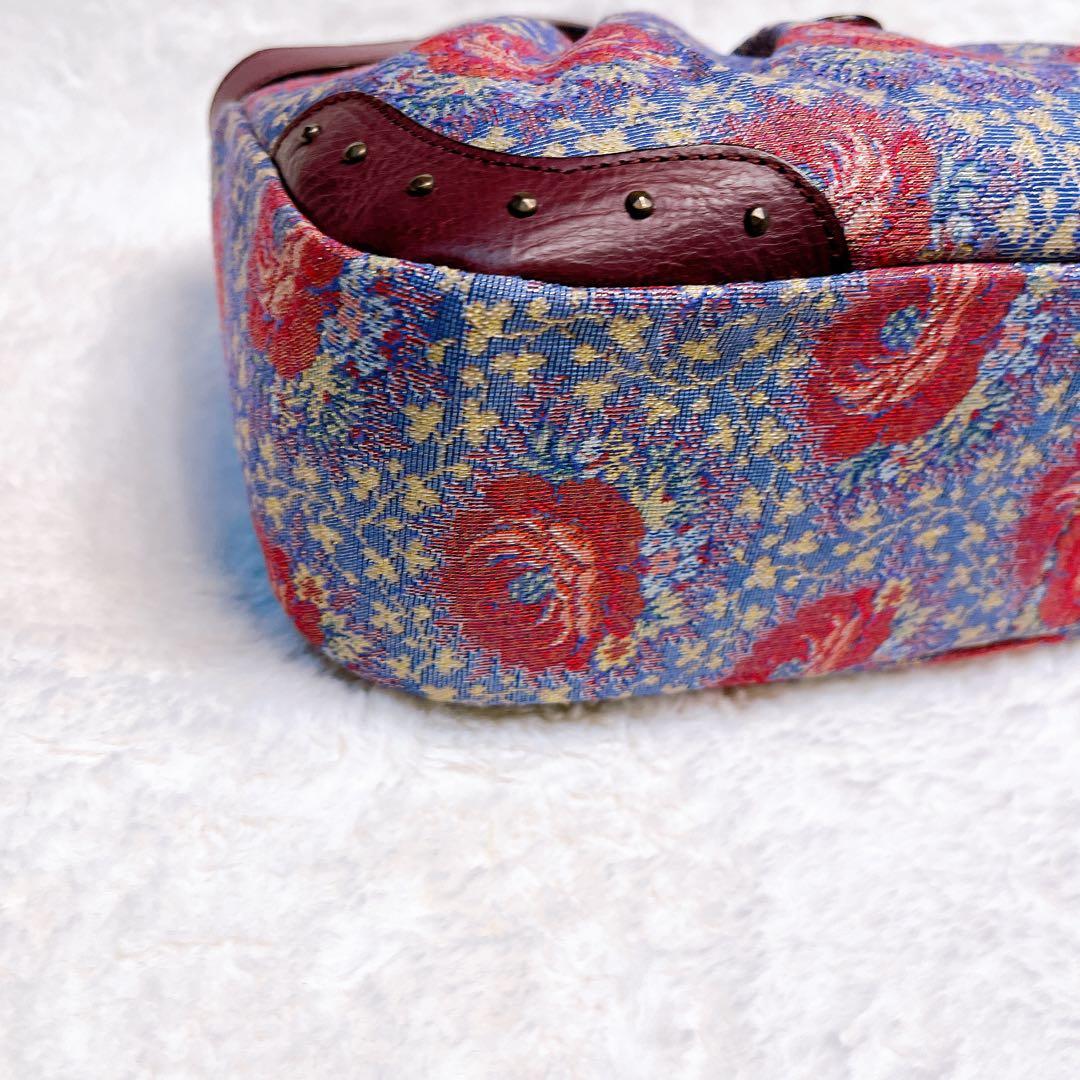 極美品】アナスイANNA SUI ゴブラン織レザー花柄ハンドバッグ - メルカリ