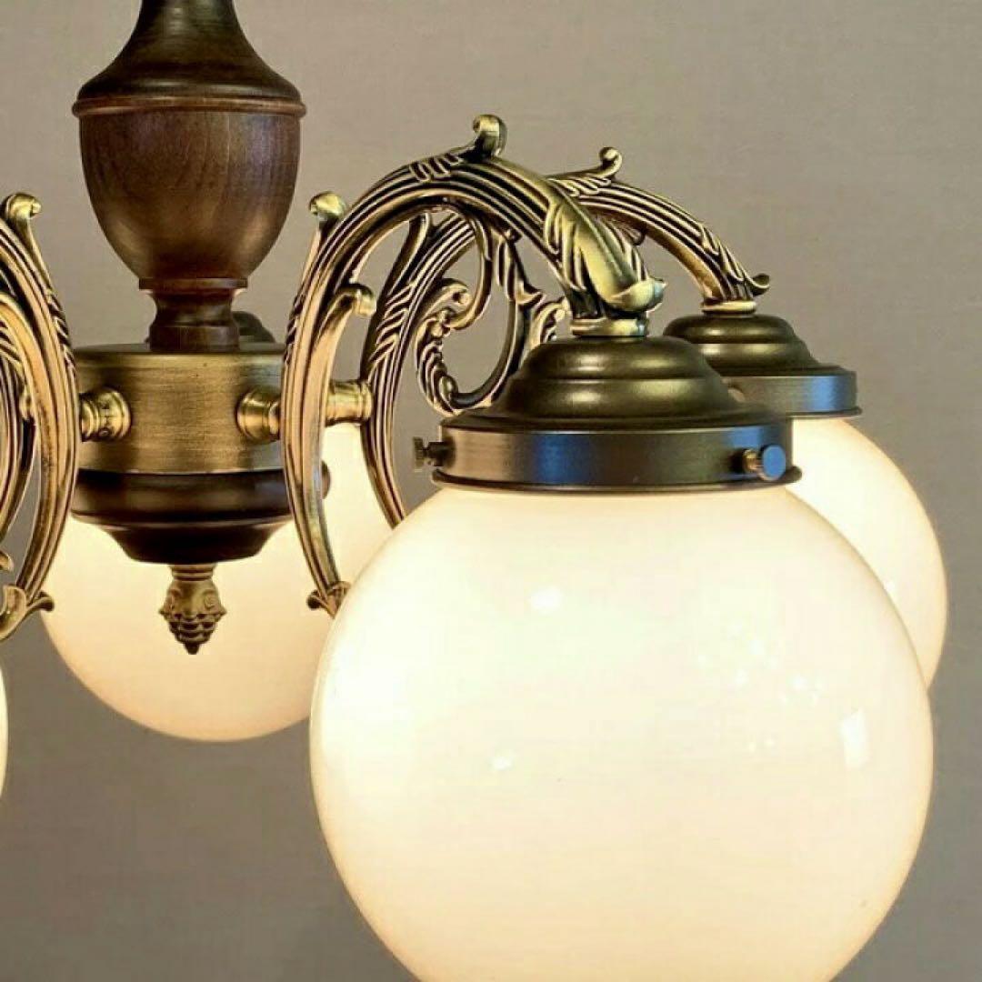 ５灯　パールシーリングライト　日本製　ヴィンテージ風照明　レトロ照明