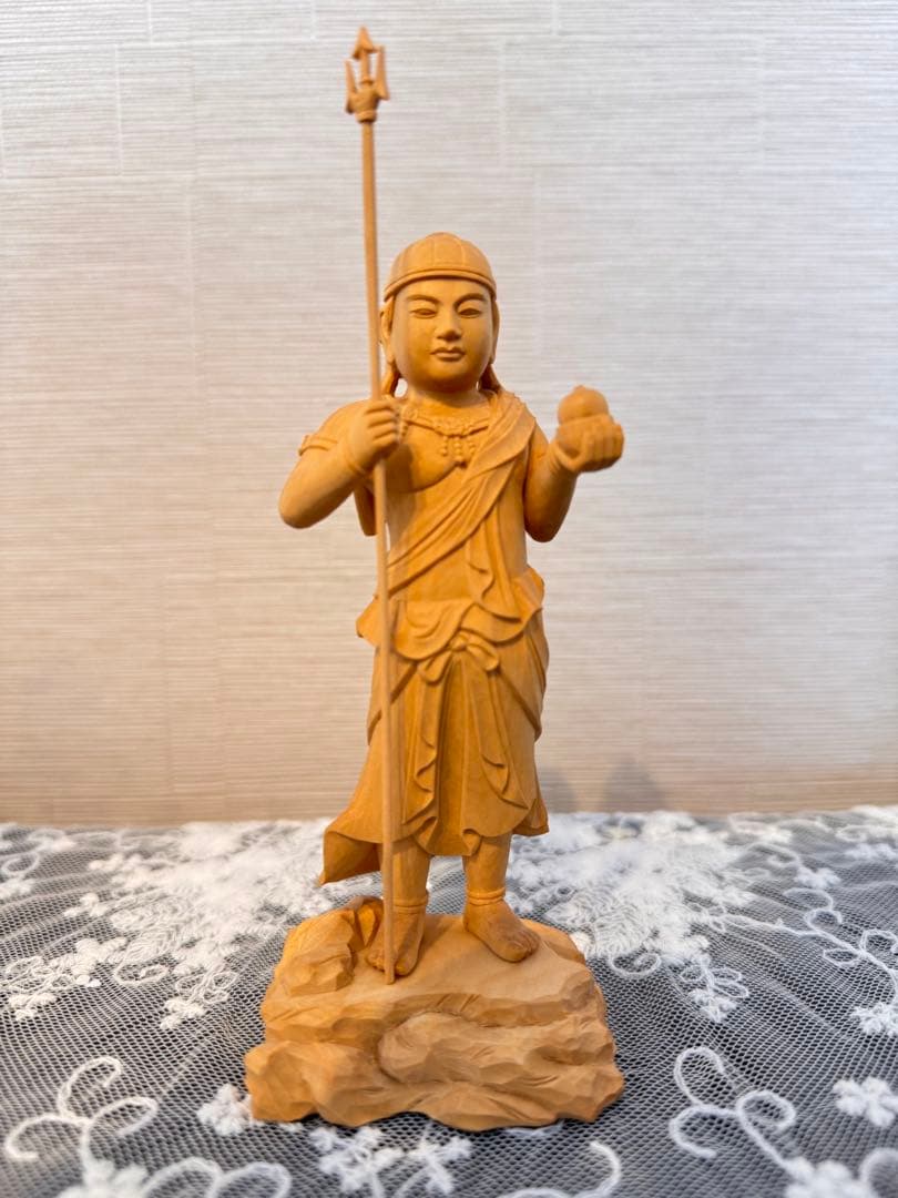 手彫り　柘植材　童子セット