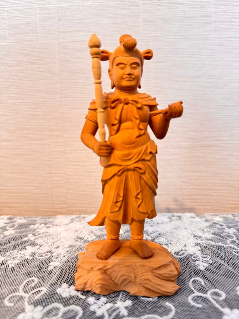 手彫り　柘植材　童子セット