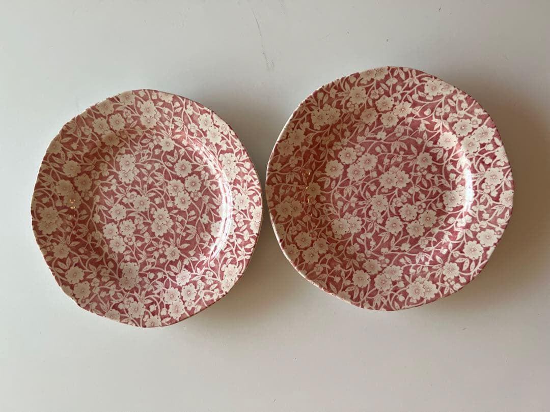 バーレイ　ピンクキャリコ　ケーキプレート　最後の3枚です