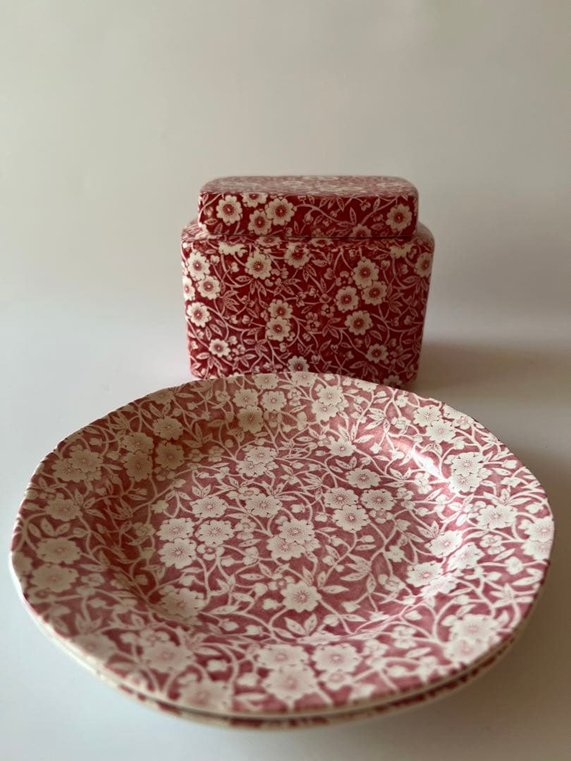 バーレイ　ピンクキャリコ　ケーキプレート　最後の3枚です