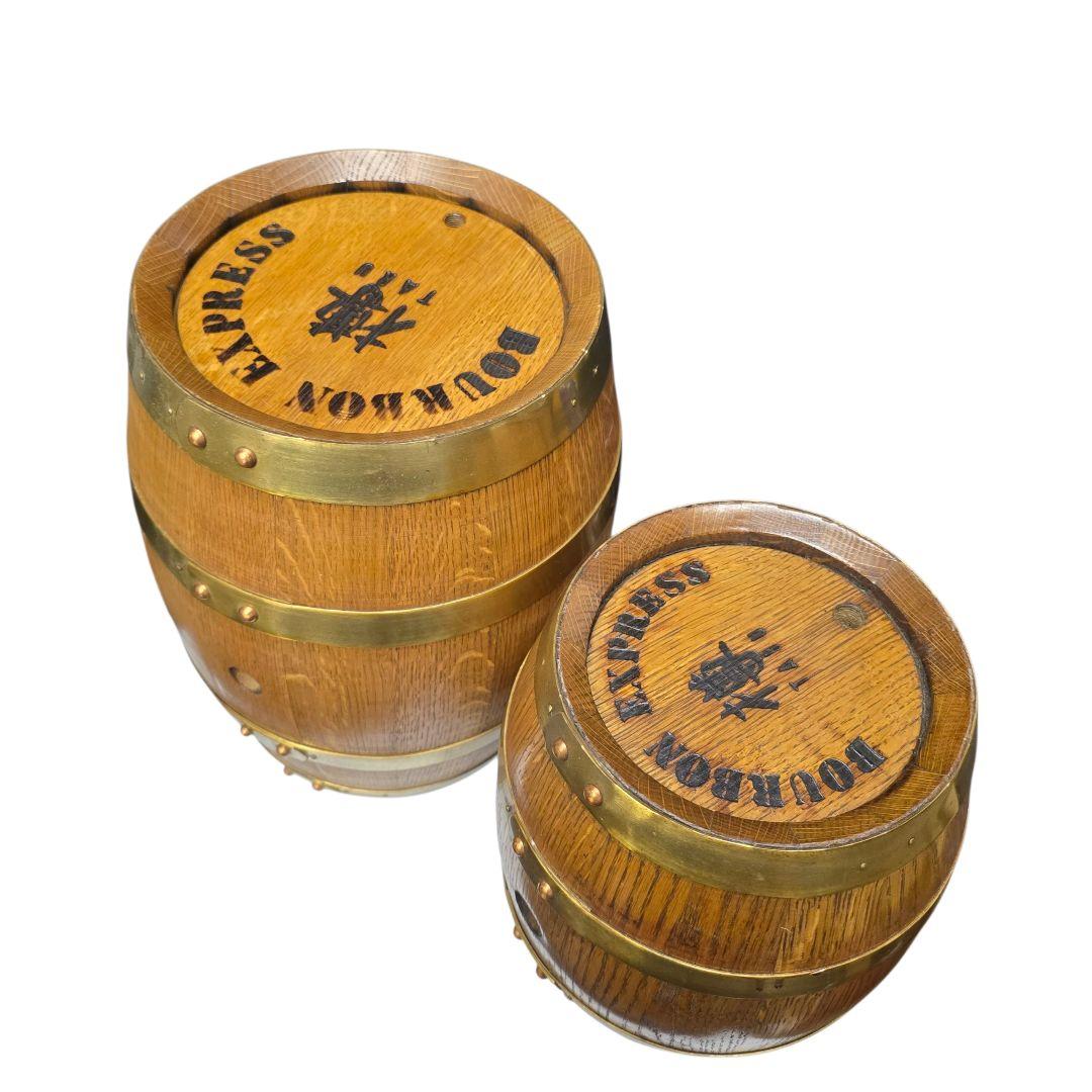 酒樽 木製 ノベルティー BOURBON EXPRESS 酒デキャンタ2個set