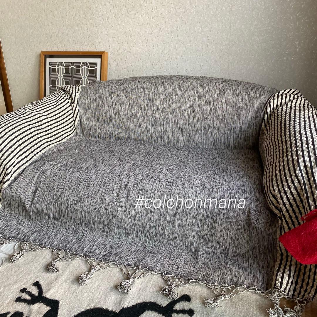 ダブル クイーン ベッドカバー メキシコミトラ織 手織り 綿100 ハンドメイド