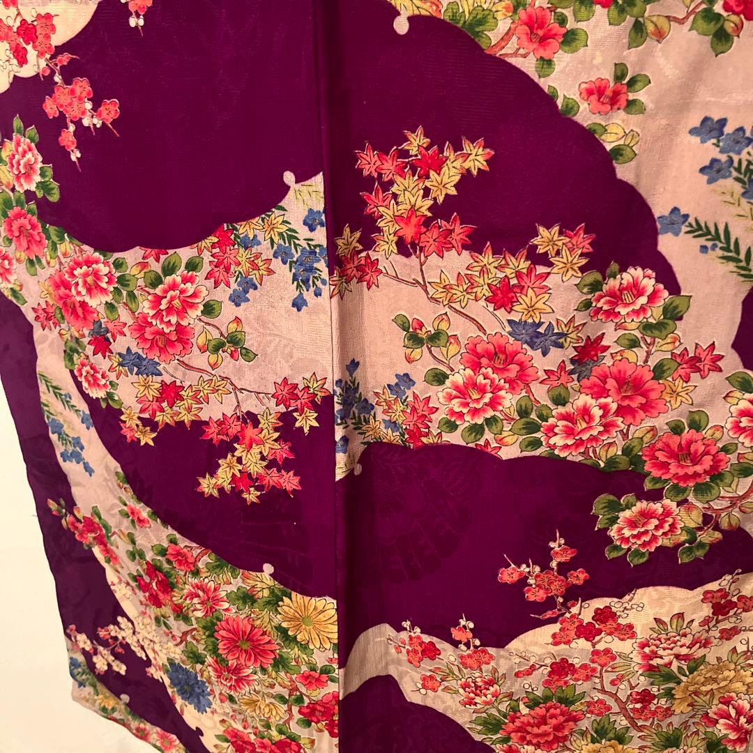 1点もの　大正ロマン　アンティーク着物　七五三　紫　花尽くし