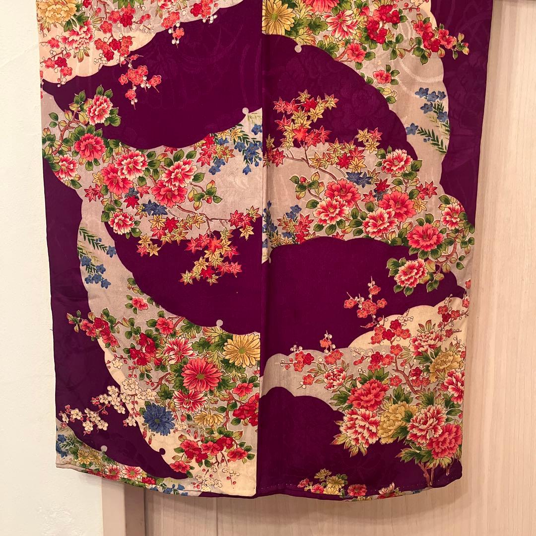 1点もの　大正ロマン　アンティーク着物　七五三　紫　花尽くし