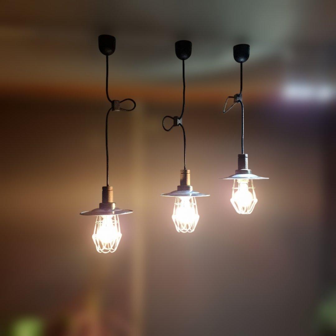 工業風 3灯ペンダントライト シルバー