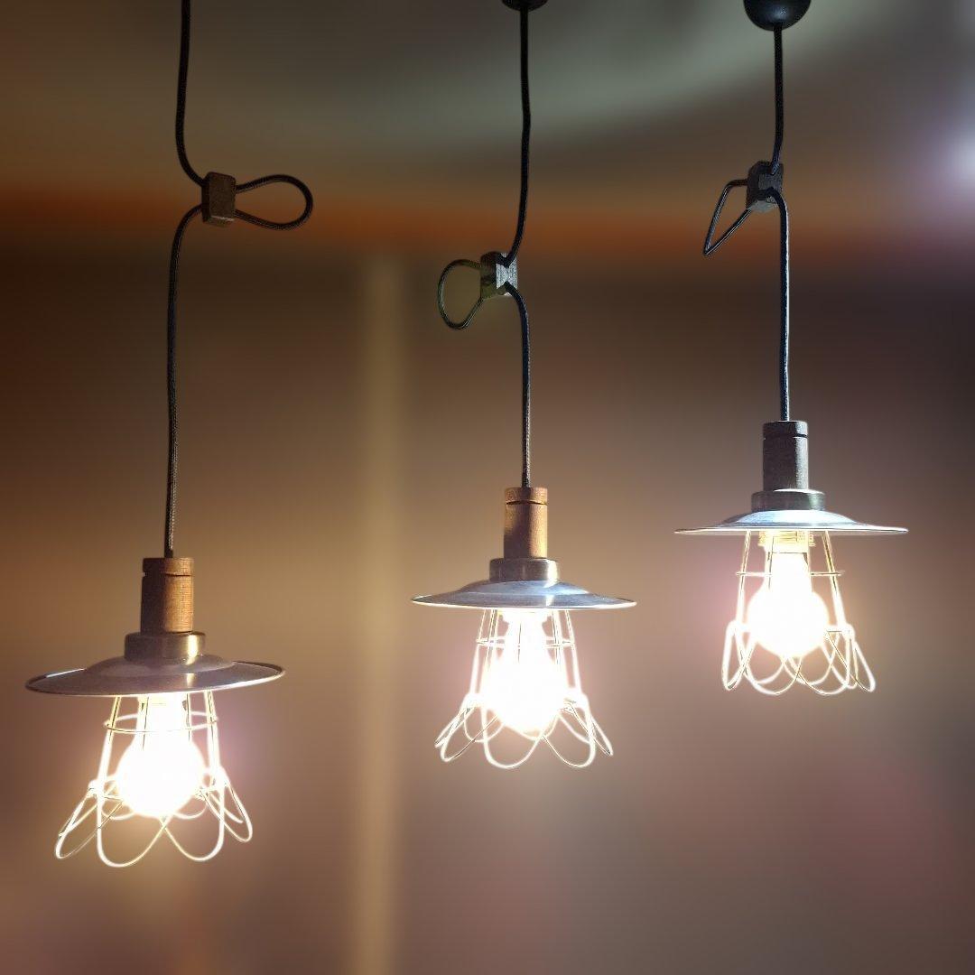 工業風 3灯ペンダントライト シルバー