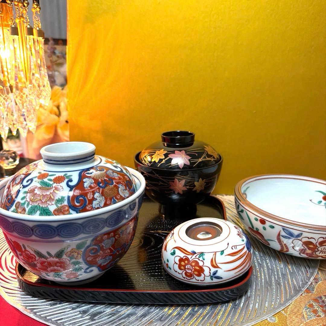 美品たち吉親子鉢　其泉窯(有田焼)賞美堂 蓋付き小丼　お椀 No.5-17