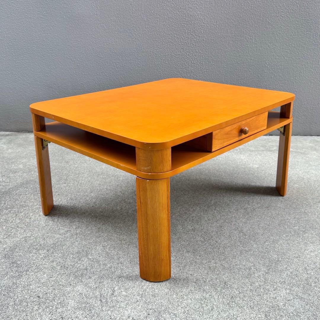 希少✴︎レトロ 北欧カラー センターテーブル 引出し 折畳みテーブル ローテーブル