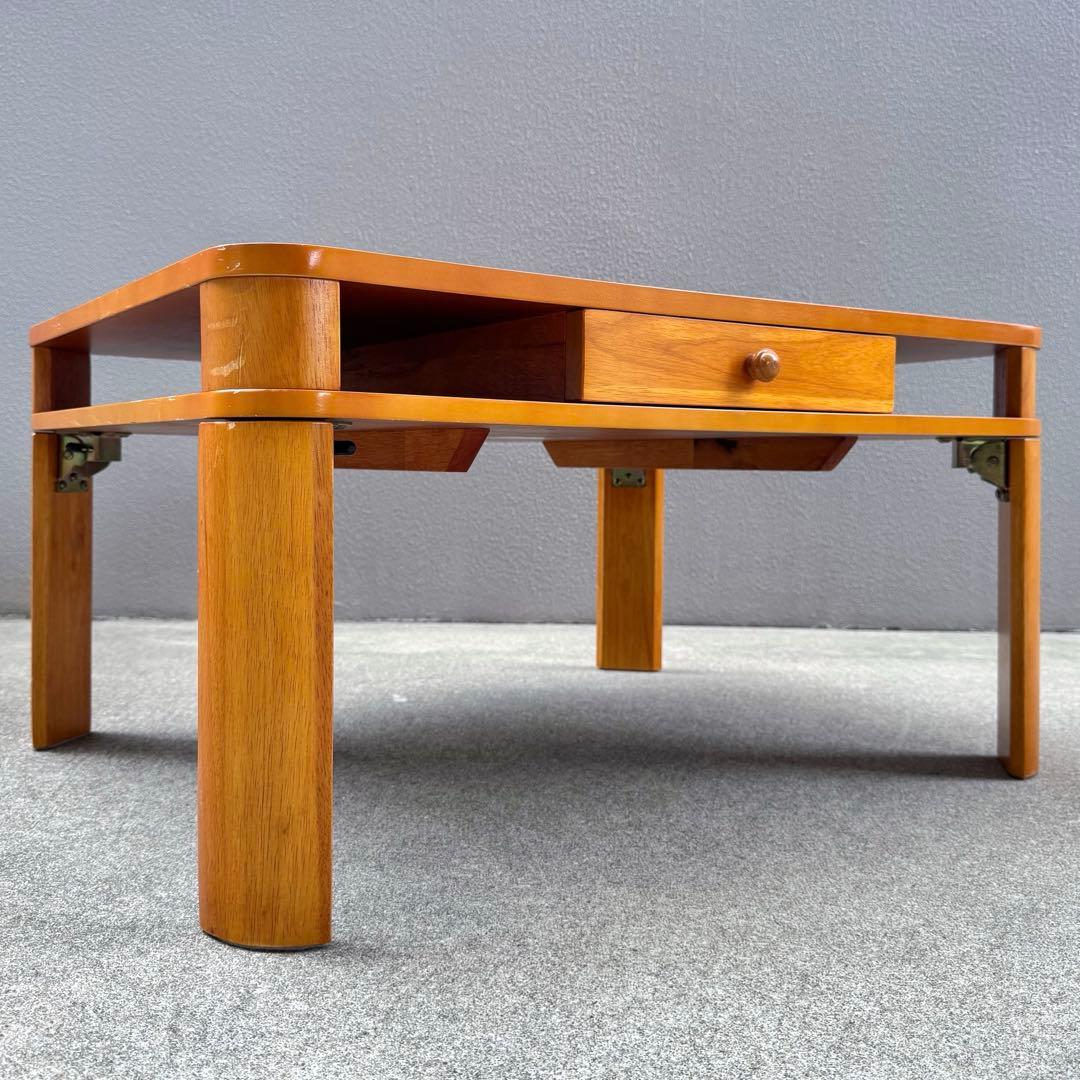 希少✴︎レトロ 北欧カラー センターテーブル 引出し 折畳みテーブル ローテーブル