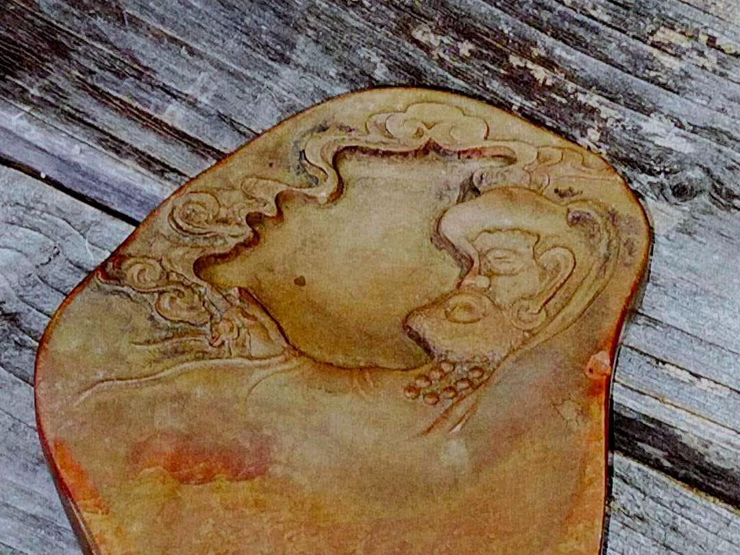 ♥中国　硯　紅糸硯　紅絲硯　小型　520ｇ 骨董品