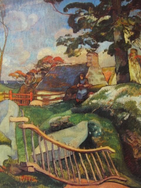 ポール・ゴーギャン、【柵、あるいは豚番の女】、希少な画集画より