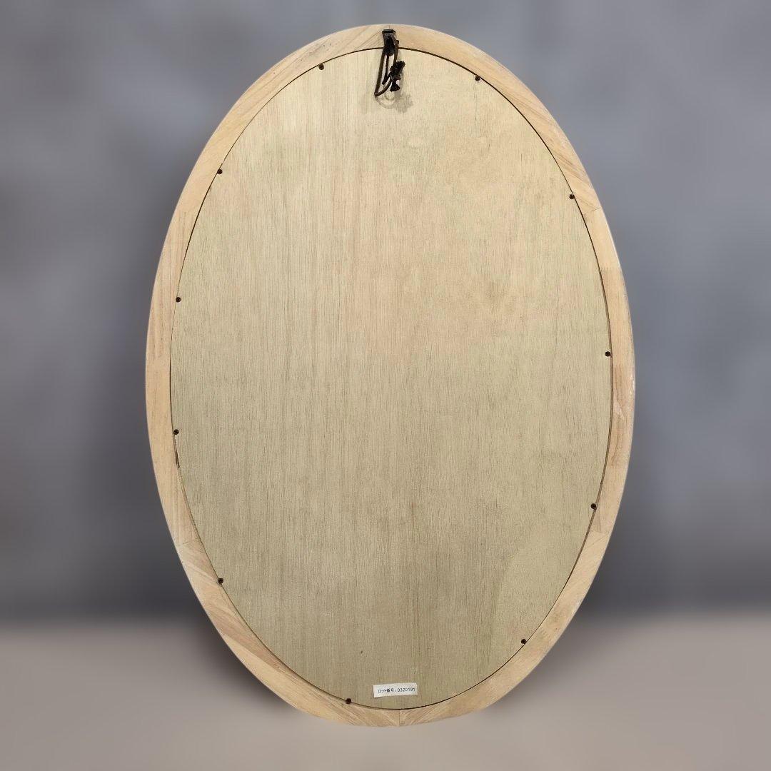 壁掛け鏡 　オーバル　ミラー　シャビー　楕円形　木製　フレーム　おしゃれ