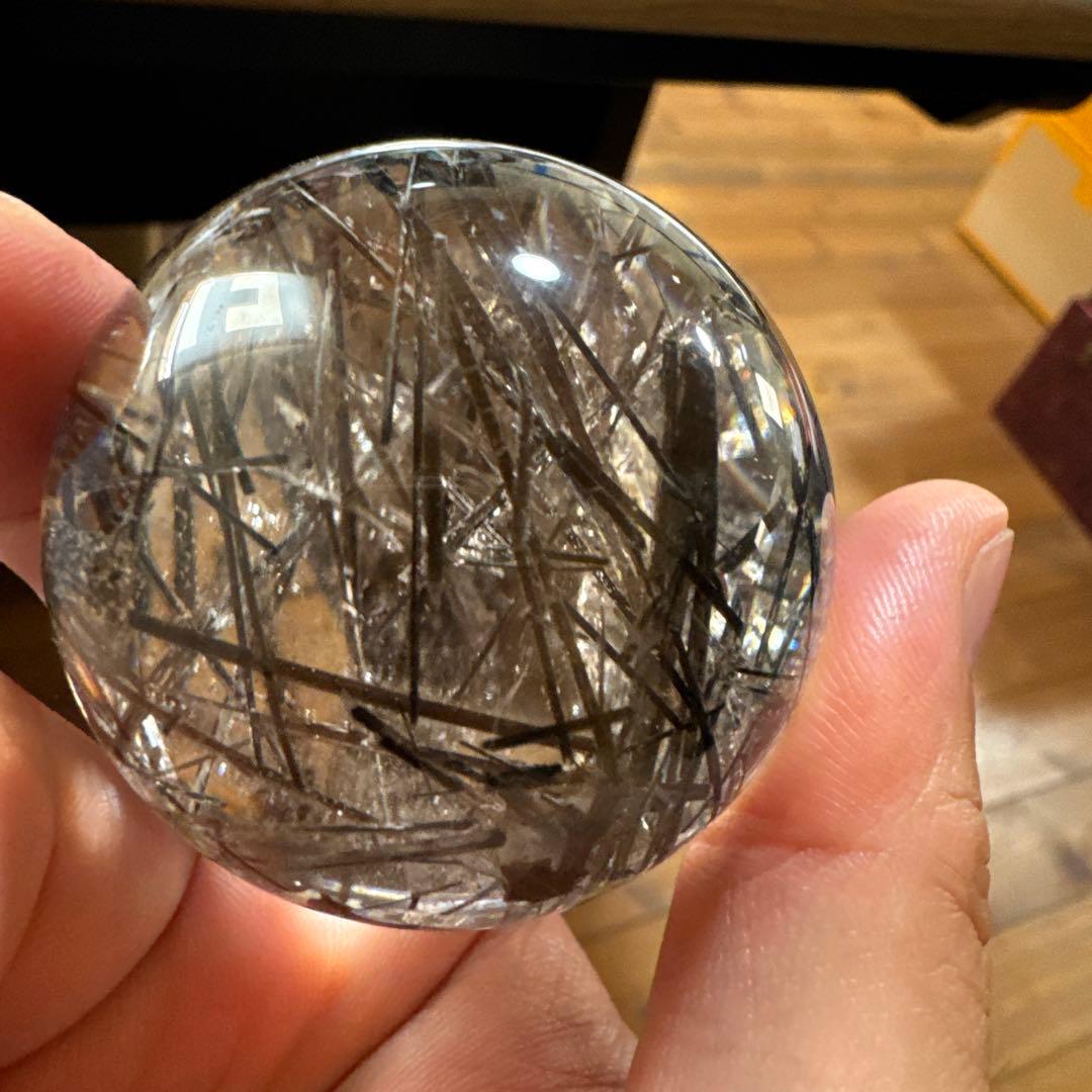 希少　高品質　ブラックルチルスフィア　透明度　水晶　丸玉　黒水晶