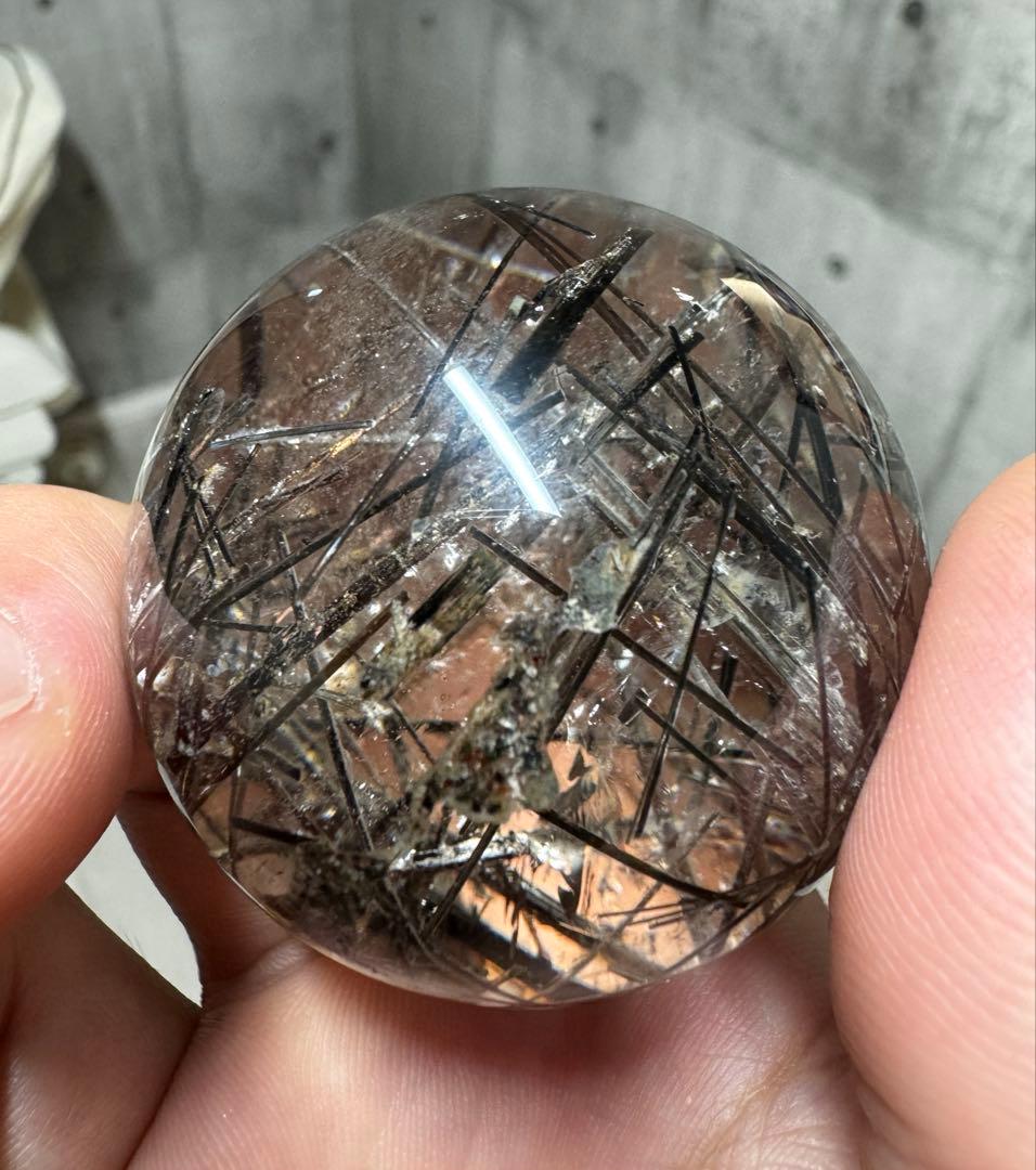 希少　高品質　ブラックルチルスフィア　透明度　水晶　丸玉　黒水晶