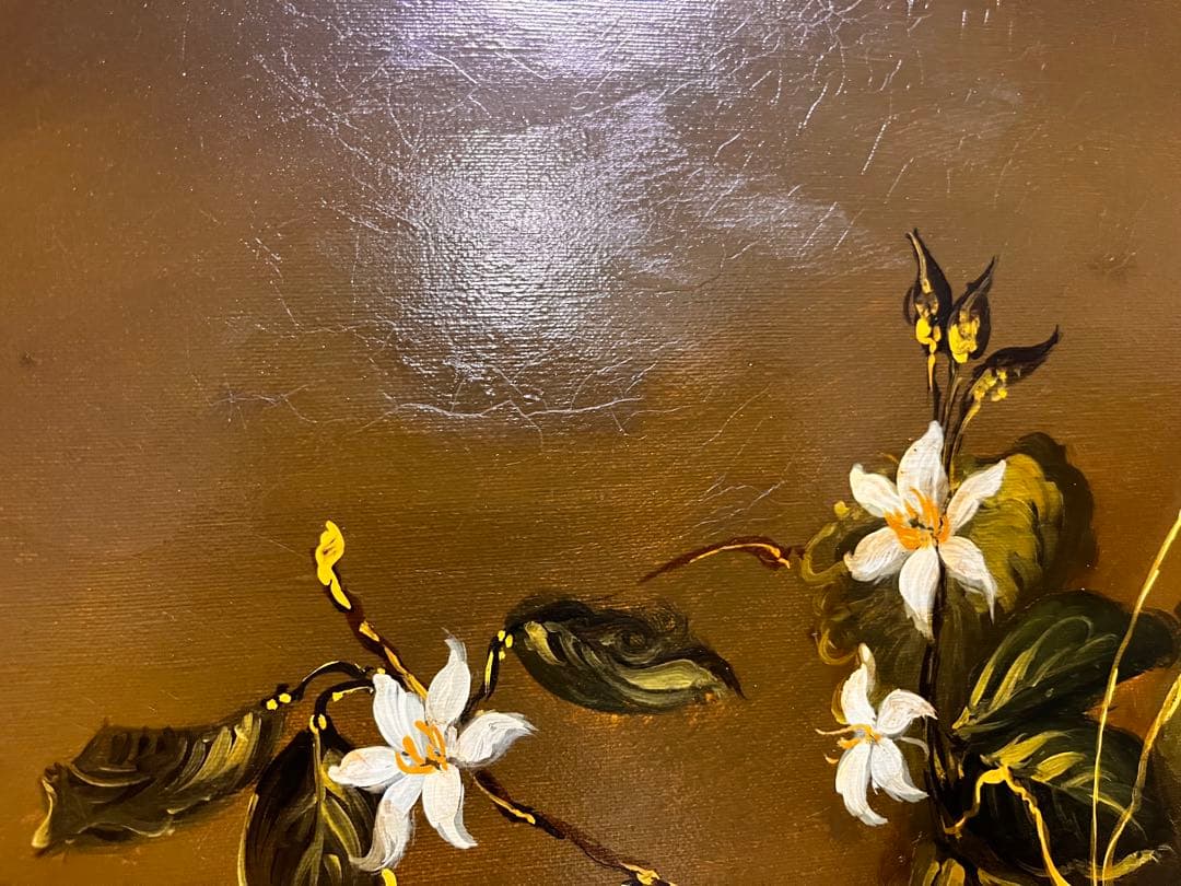 果物と花の静物画 油彩画　油絵