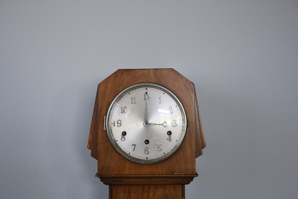 英国アンティーク古時計/置時計/柱時計/木製レトロクロック/オブジェ(92-77