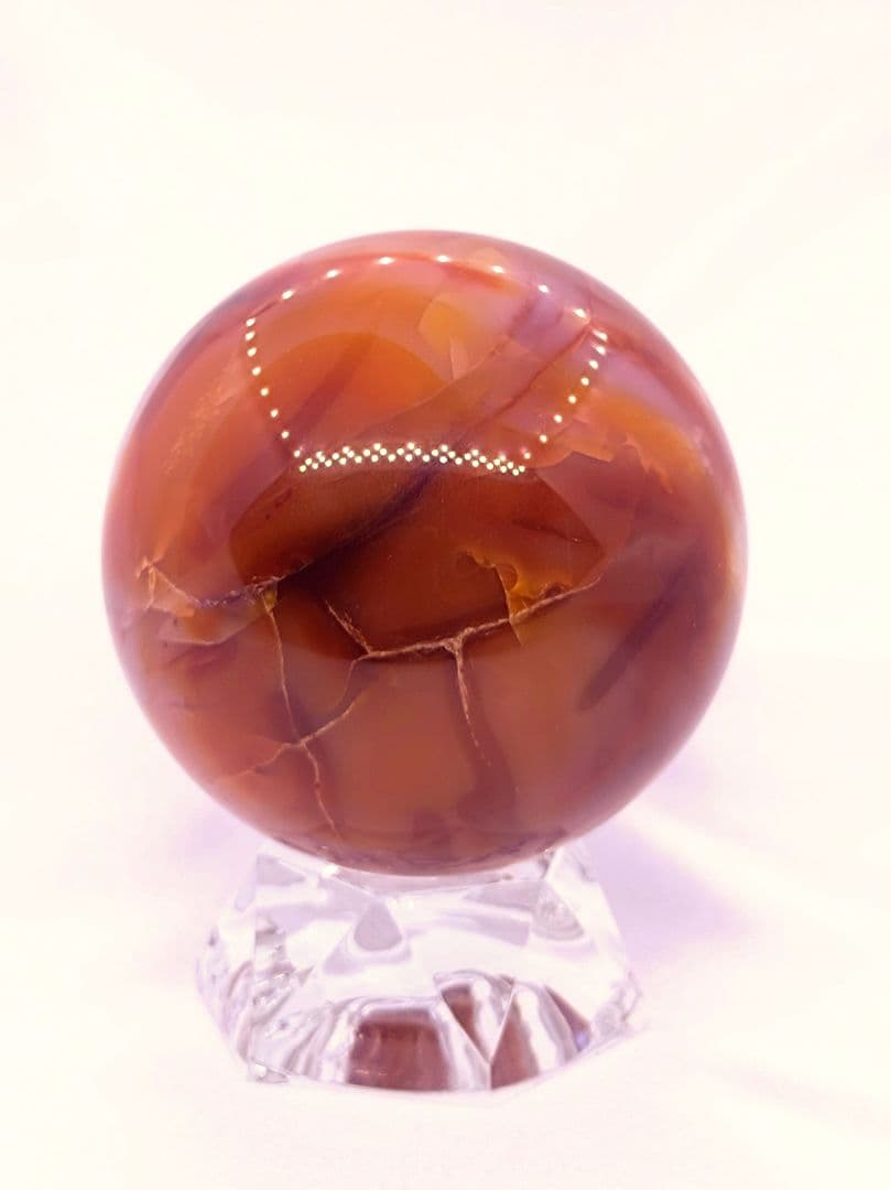 カーネリアン　スフィア　笑口　ジオード　302g　60㎜　龍穴　開運　財運