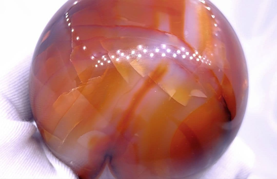 カーネリアン　スフィア　笑口　ジオード　302g　60㎜　龍穴　開運　財運