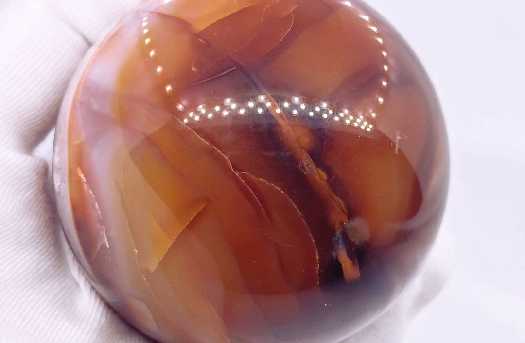 カーネリアン　スフィア　笑口　ジオード　302g　60㎜　龍穴　開運　財運