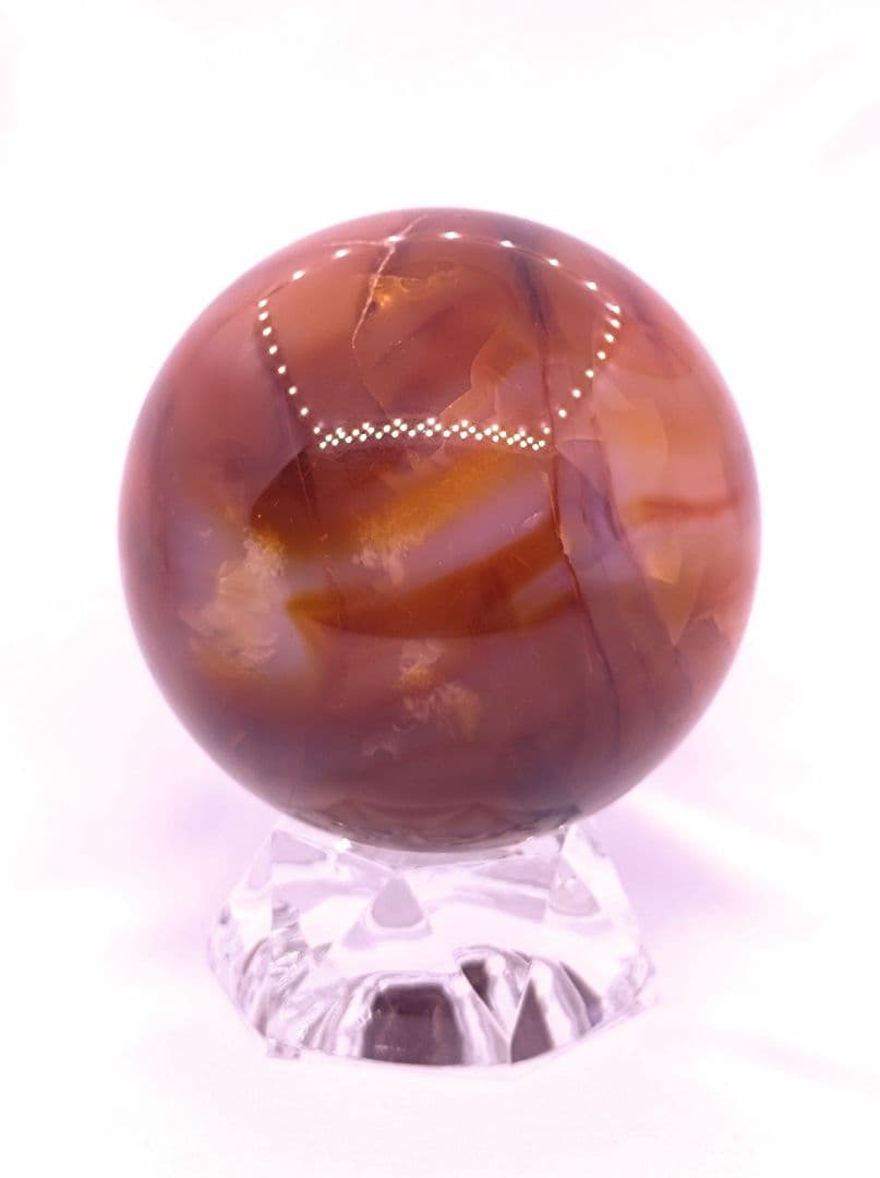 カーネリアン　スフィア　笑口　ジオード　302g　60㎜　龍穴　開運　財運