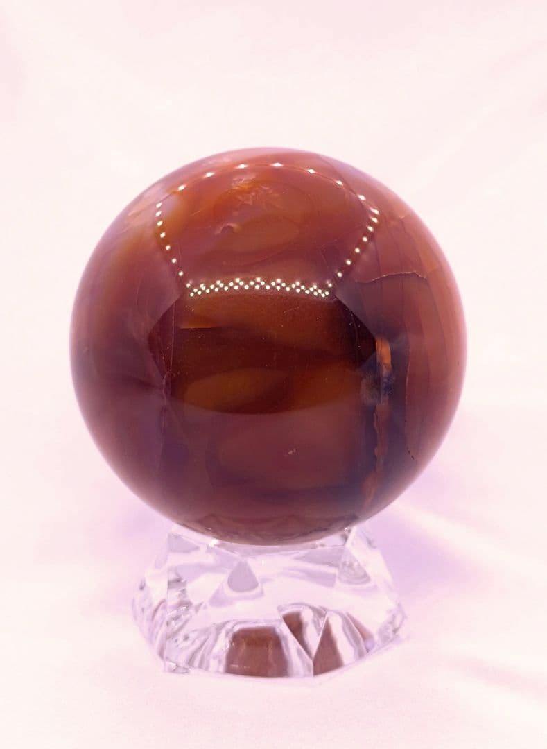 カーネリアン　スフィア　笑口　ジオード　302g　60㎜　龍穴　開運　財運