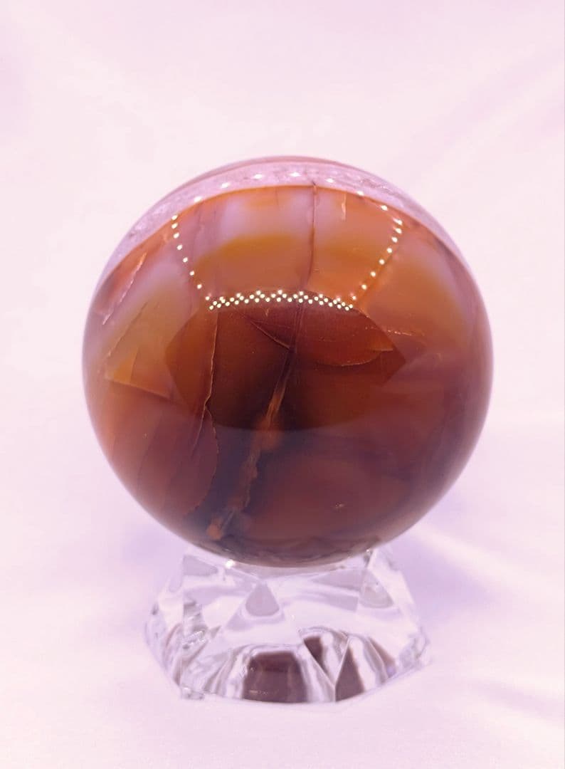 カーネリアン　スフィア　笑口　ジオード　302g　60㎜　龍穴　開運　財運