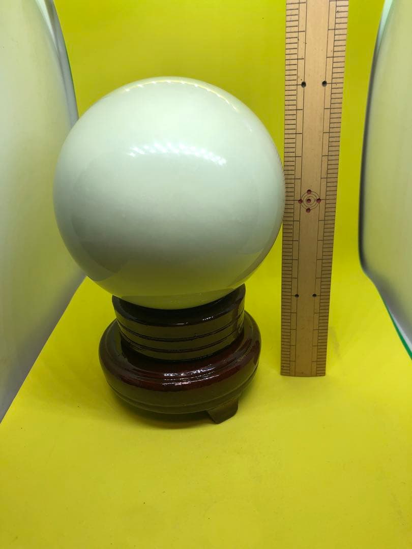 超綺麗不思議なブルー夜光丸玉 10cm回転可能な木製の台座付き2076-2/2