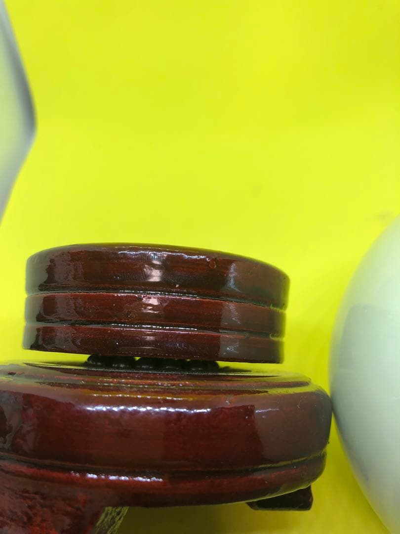 超綺麗不思議なブルー夜光丸玉 10cm回転可能な木製の台座付き2076-2/2