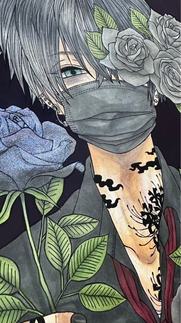 手描きイラスト オリジナルイラスト コピック コピックイラスト 花