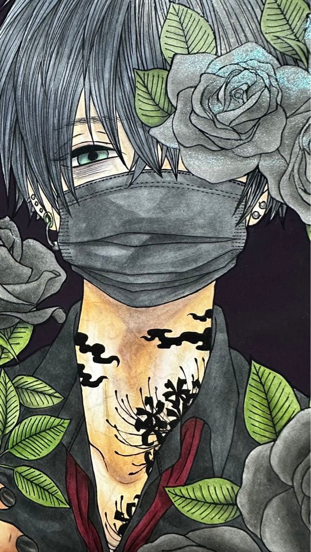 手描きイラスト オリジナルイラスト コピック コピックイラスト 花