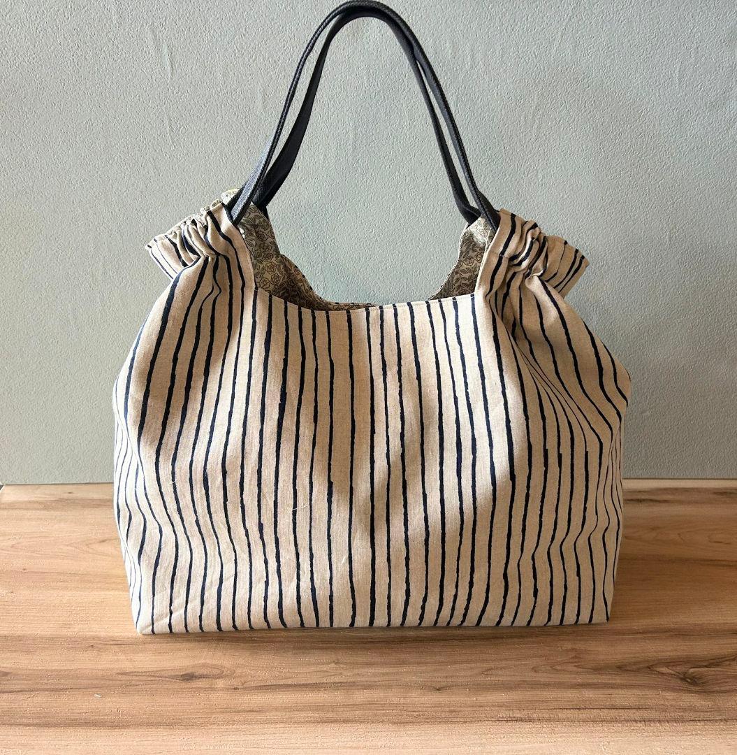 ミナペルホネンハンドメイドシャーリングバッグ（スイング、イエロー、特大）