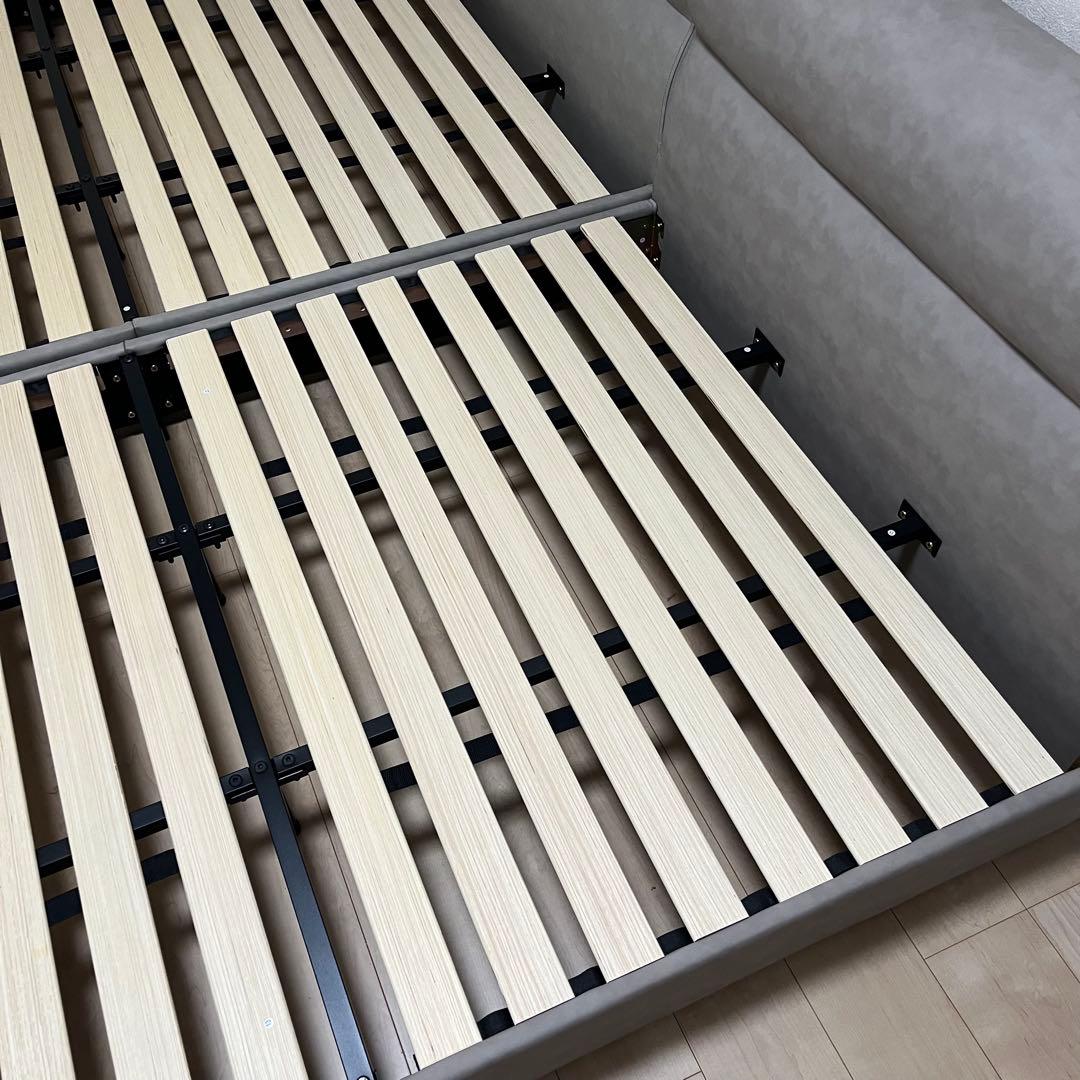 ラシク　RASIK レザー調ベッド 『ノビリス』 グレージュ　セミダブル