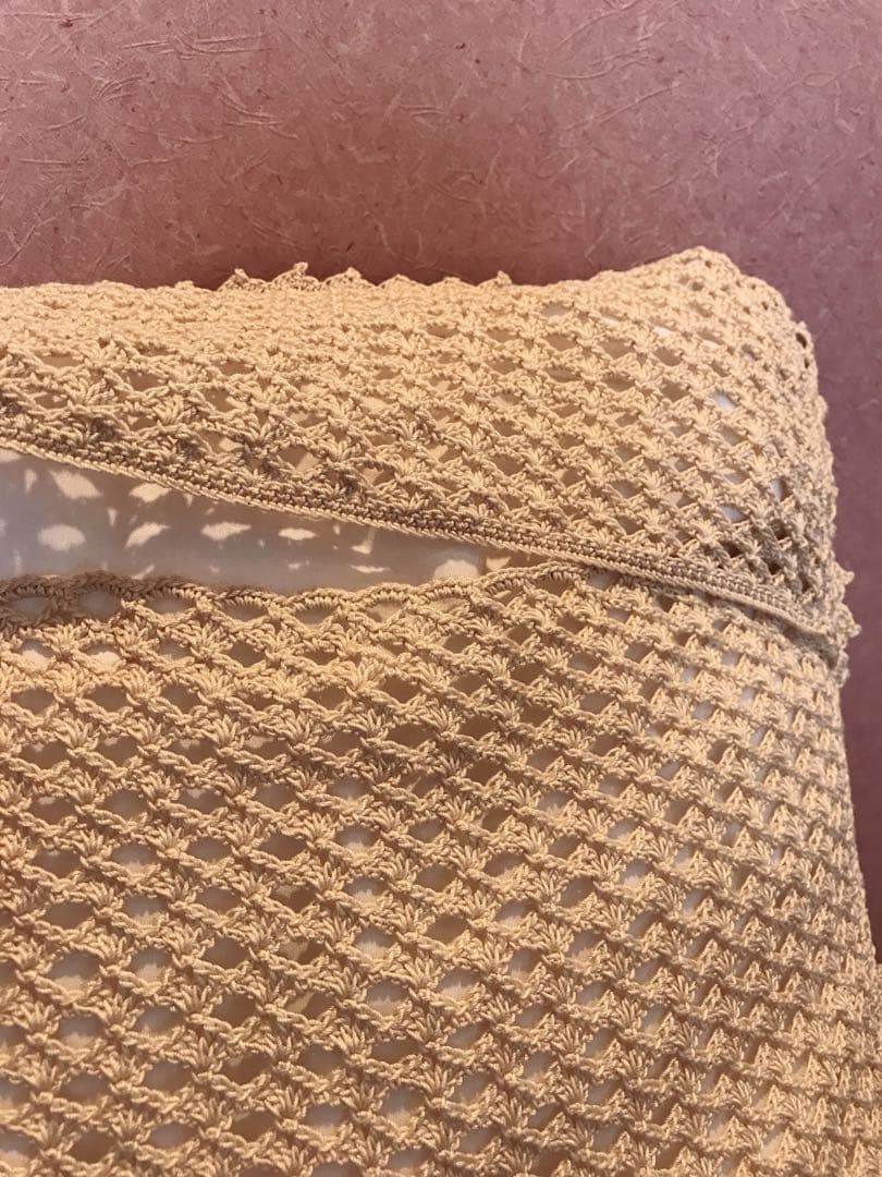 レース編み クッションカバー 編み物 ハンドメイド