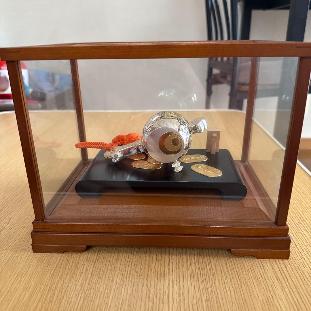 武比古作 　銀製 　小判小槌　 置物　 縁起物　風水　金運