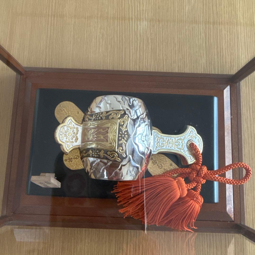 武比古作 　銀製 　小判小槌　 置物　 縁起物　風水　金運