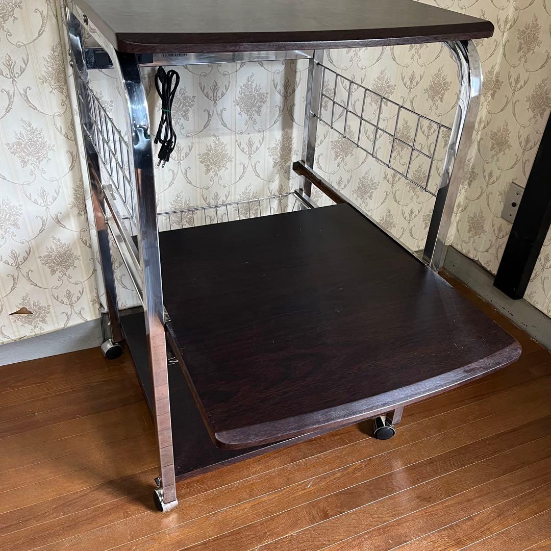 【中古品】アイアンフレーム レンジラック メタル キャスター付き キッチンラック