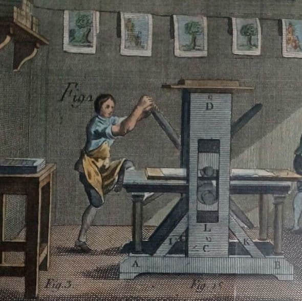 額装品 古典版画 18世紀 ディドロー 百科全書 「銅版印刷」 極美品