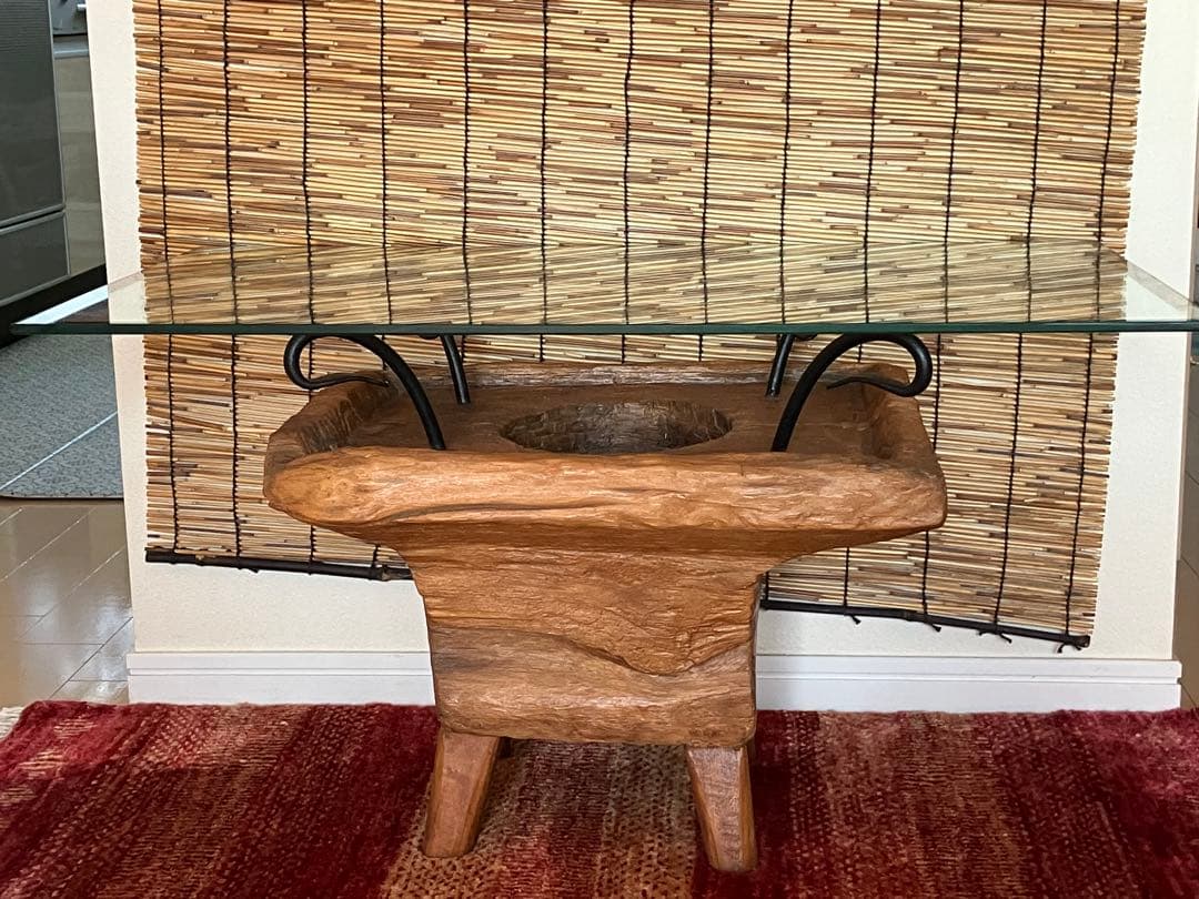 古木ガラス　ローテーブル　アジアン