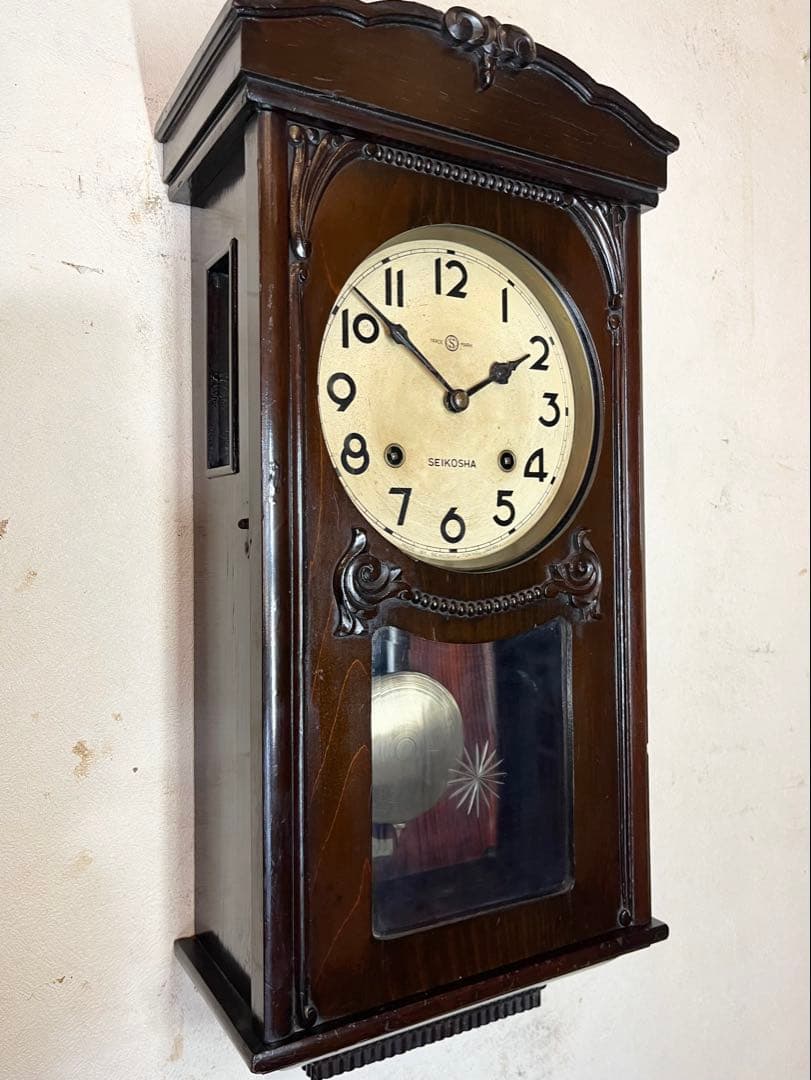 精工舎 柱時計 古時計 振り子 レトロ ゼンマイ ボンボン アンティーク