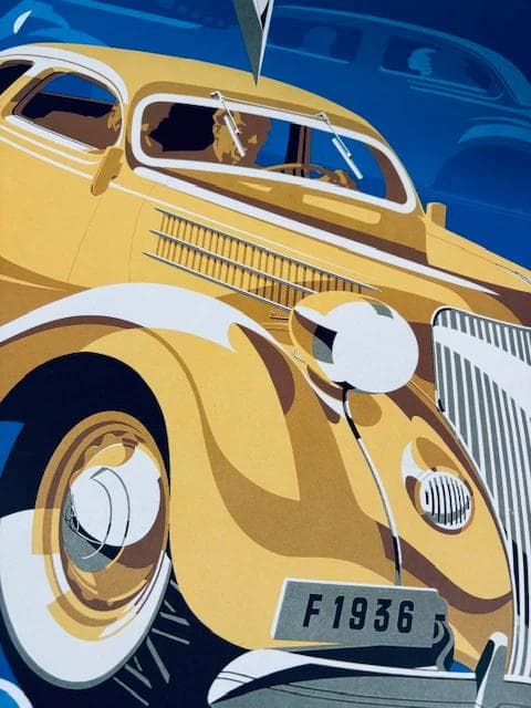 額装済アートポスター クラッシックカー/フォード1936/FORD
