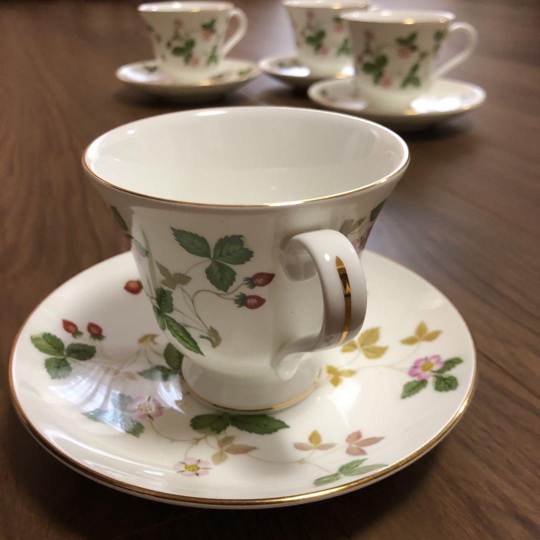 ウエッジウッド ワイルドストロベリー　 カップ&ソーサー　4客セット