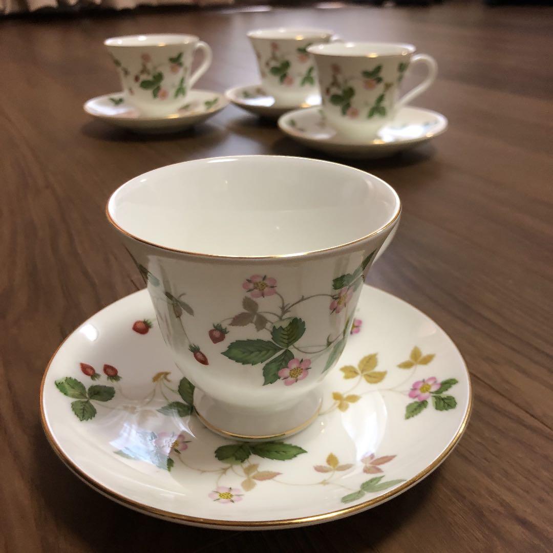 ウエッジウッド ワイルドストロベリー　 カップ&ソーサー　4客セット