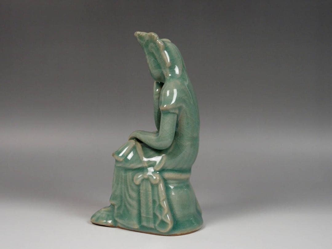 【高麗青磁弥勒菩薩半跏思惟像】陶器　仏像　東洋彫刻　青磁　民芸　民藝　骨董