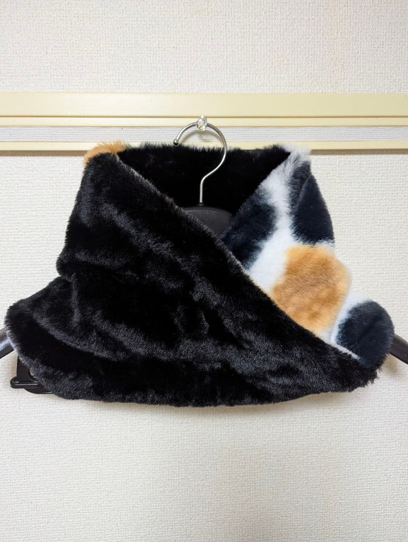S-66　スヌード　ネックウォーマー　ハンドメイド　 三毛猫柄✖ブラックボア